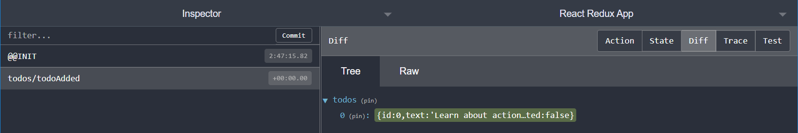 Redux DevTools 扩展：diff 标签页