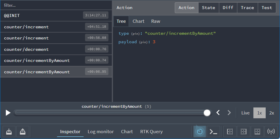 Redux DevTools:按钮点击完成状态